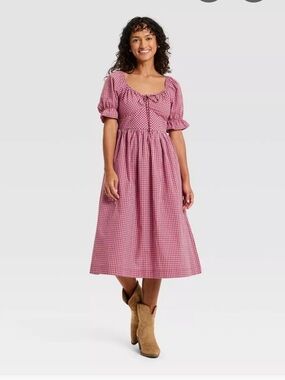 Women's Puff Elbow Sleeve Midi A-Line Dress - Universal Thread